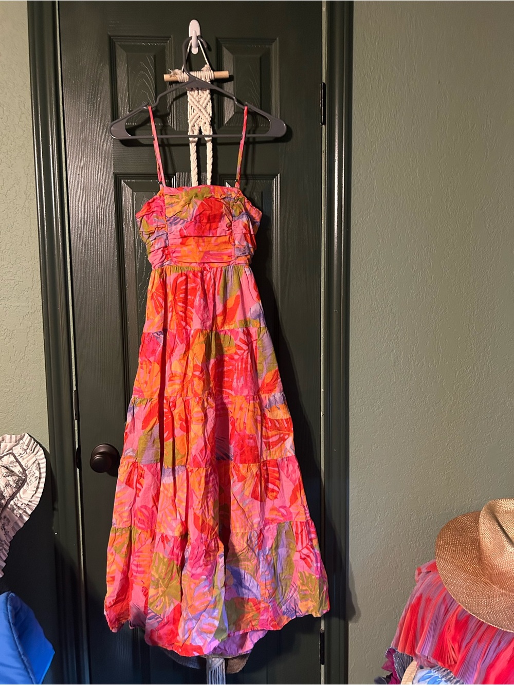 Summer Pink Tropical-Print Maxi Dress